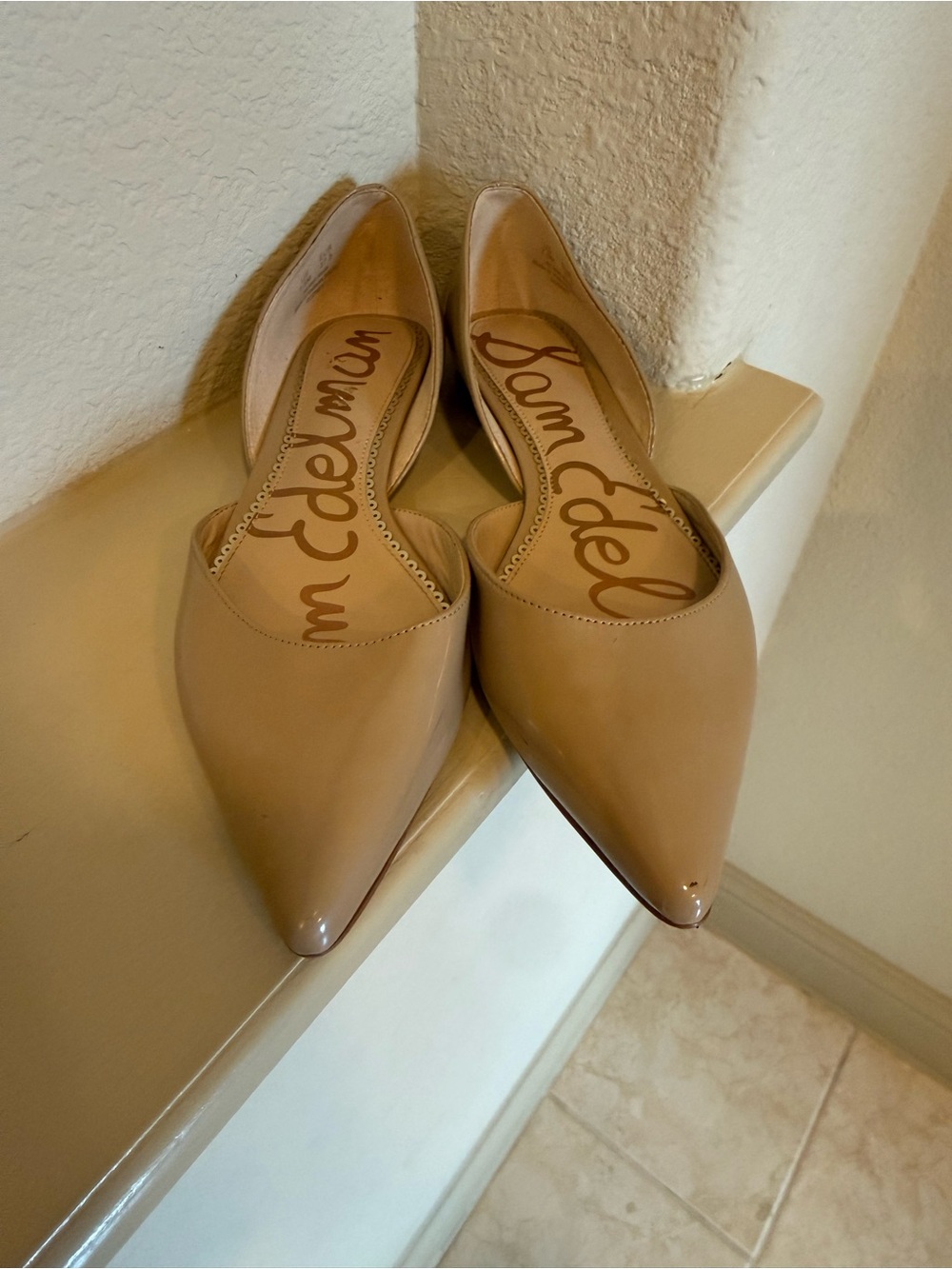 Sam Edelman Rodney Beige Patent Pointed Flats size 7.5